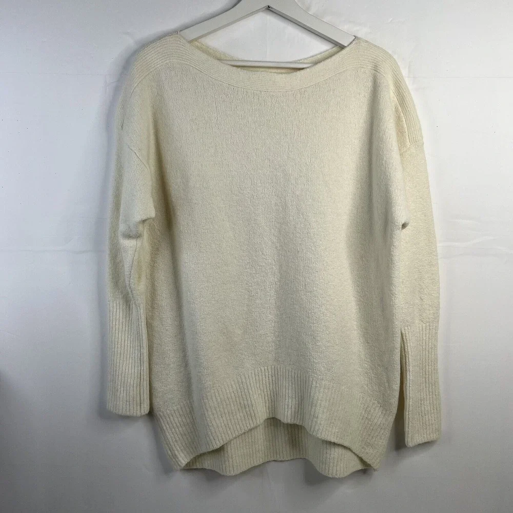 Anthropologie Size M Naomi Sweater Merino Wool Blend Boat Neck Oversized Slouchy